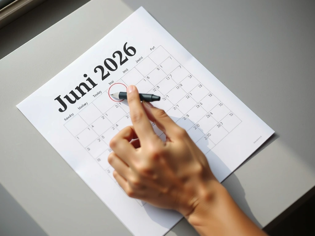 Hand schreibt auf einen Kalender